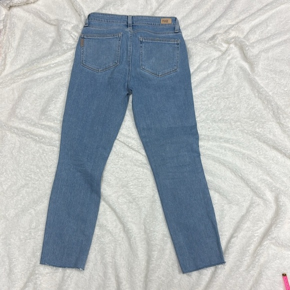 Paige Kylie Straight Leg Crop Jeans Raw Hem Distressed Clare Destructed Sz 26 - Picture 15 of 16